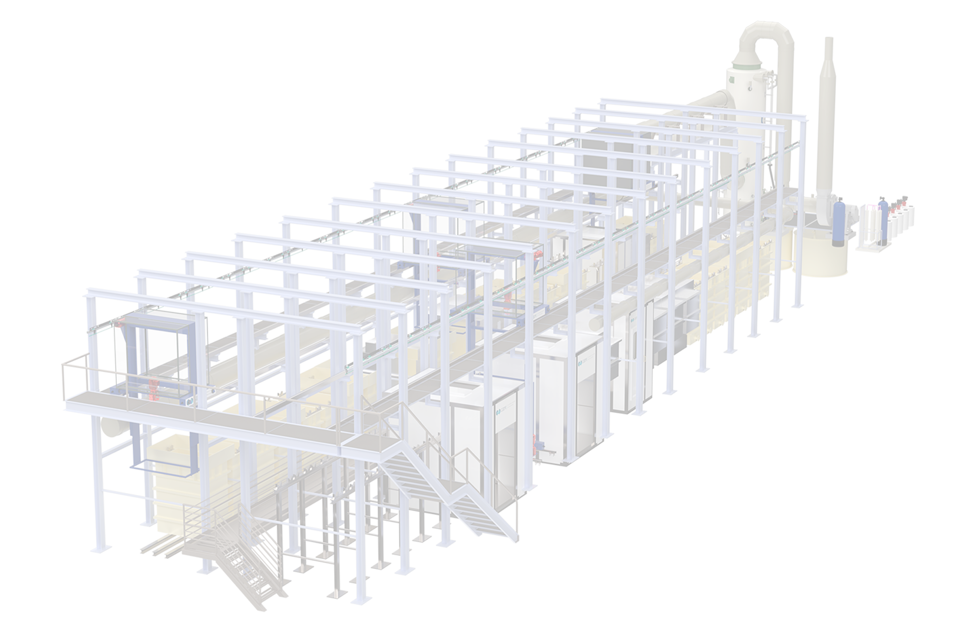 Fondo de un render de una línea de producción